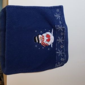 Vintage Linens & Things snowman navy blue mini hand towel ☃️